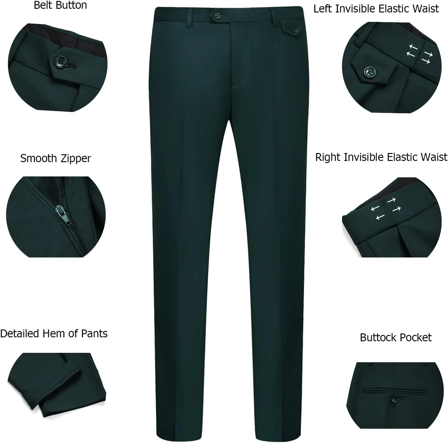 WULFUL Men's 3 Piece Slim Fit Suit Set Two Button Blazer Jacket Vest Pants Tuxedo Set for Party, Wedding and Business