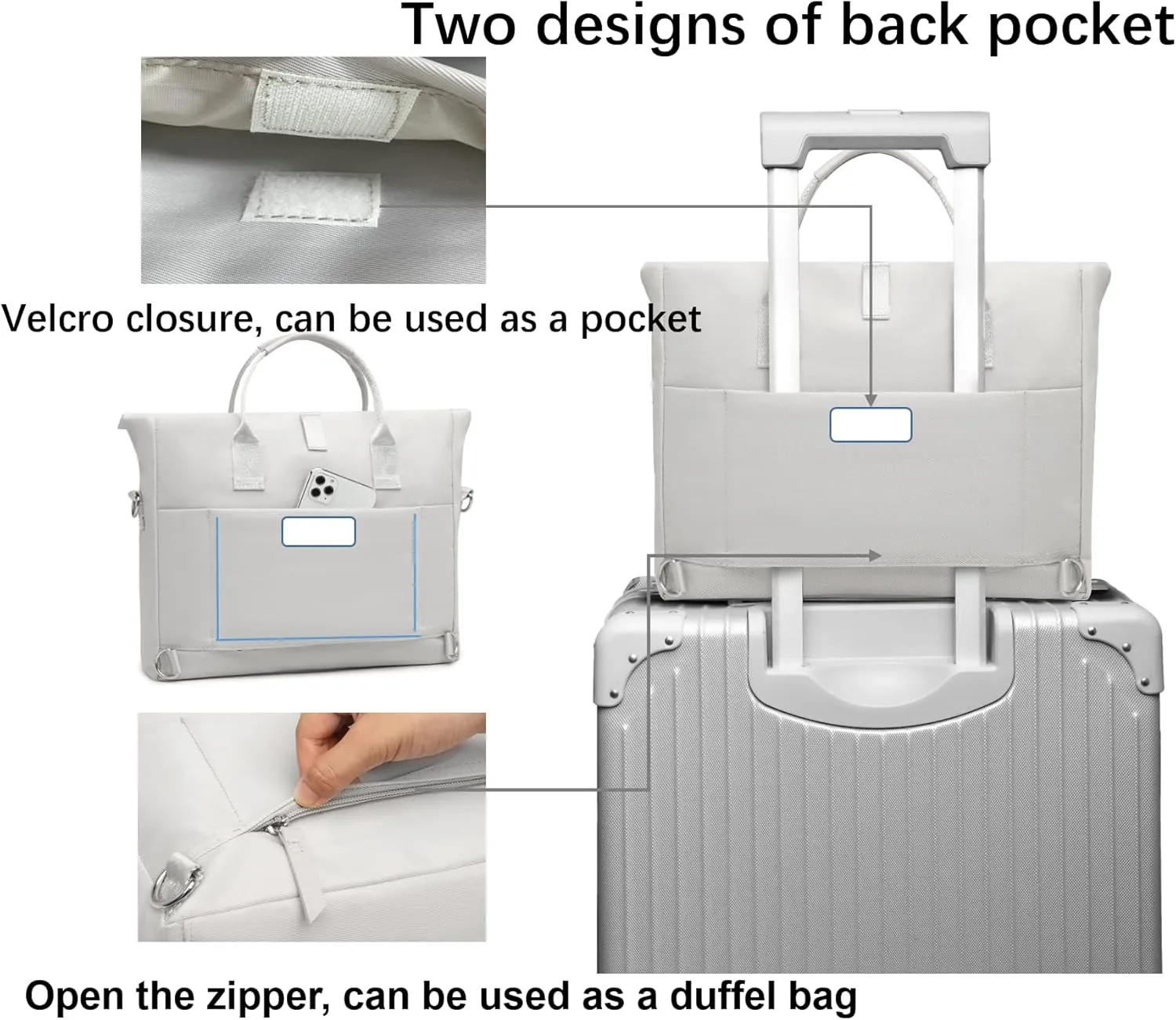 Wxnow Convertible Backpack Tote, Briefcase Messenger Laptop Bag Fashion Teacher Bag Work Bags Lightweight Shoulder Bag Fits 15.6" Laptop,Silver Grey