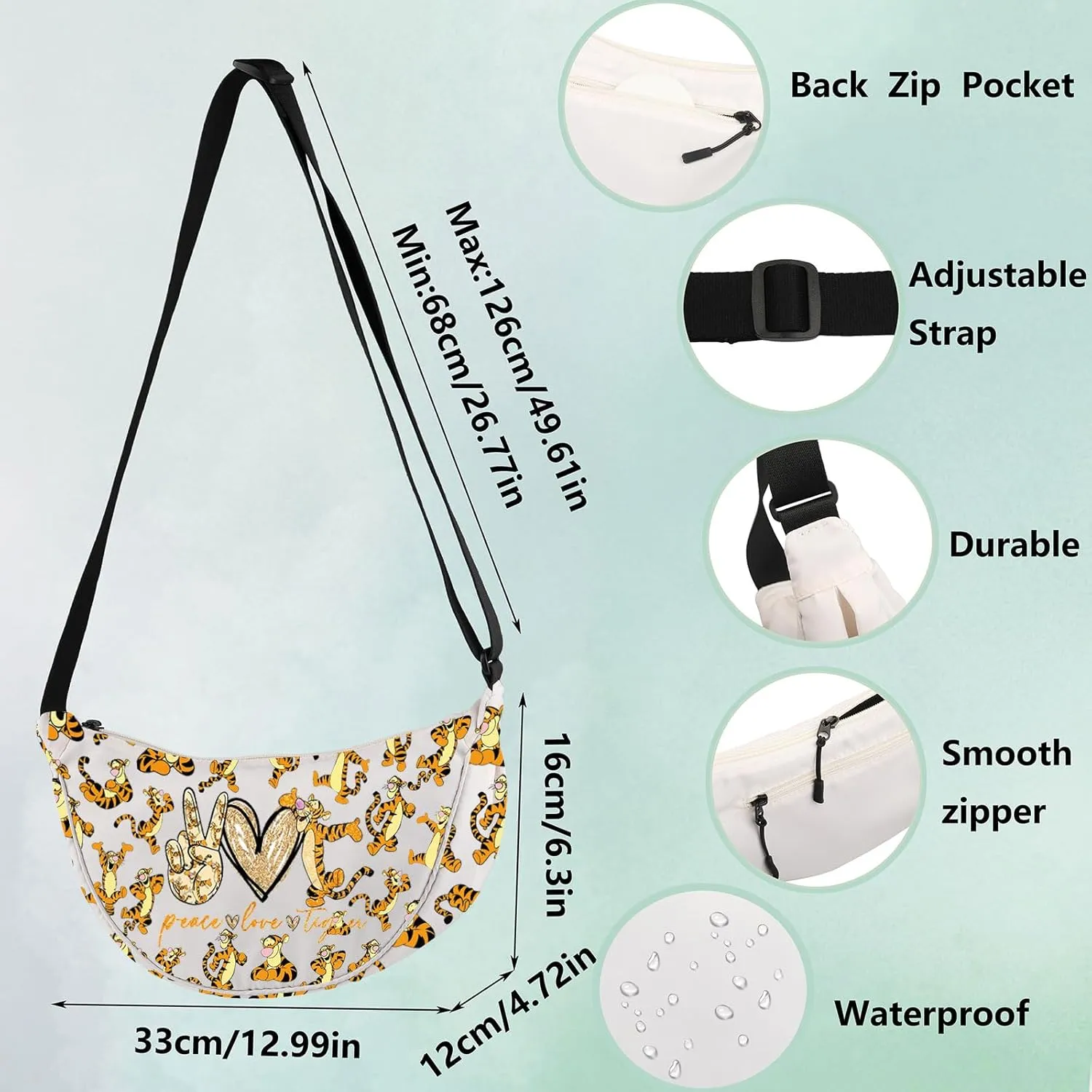 WZMPA Tiger Fans Crossbody Bag Cartoon Lover Gift Let The Magic Blossom Cartoon Shoulder Bag Movie Merchandise