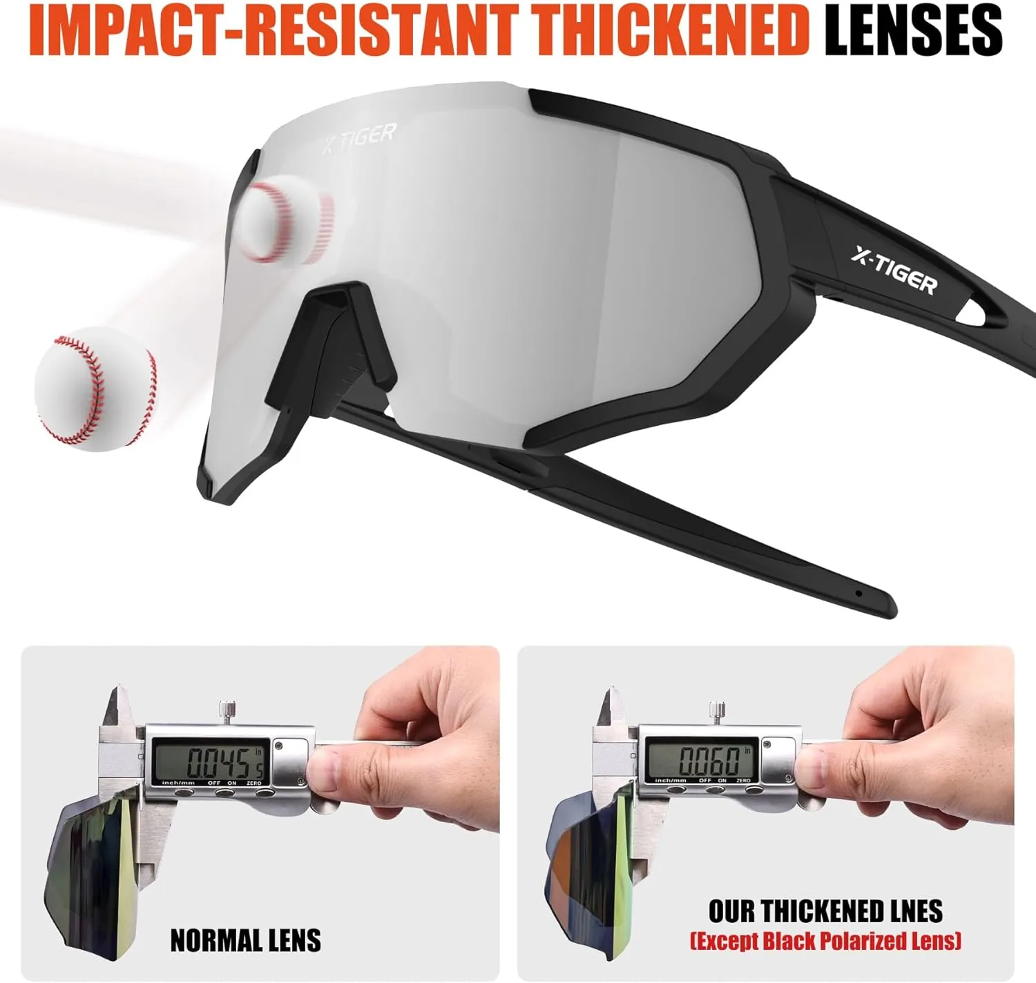 X-TIGER Polarized Sports Sunglasses with 5 Interchangeable Lenses,Mens Womens Cycling Bike Glasses,Baseball Running Fishing
