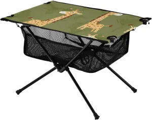 xigua Cartoon Giraffe Folding Camping Table,Portable Camp Table with Carry Bag Beach Table Folding Table for Picnic, Camp,Party,Travel85