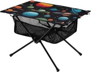 xigua Colorful Planets Folding Camping Table,Portable Camp Table with Carry Bag Beach Table Folding Table for Picnic, Camp,Party,Travel151