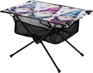 xigua Cute Gnome Folding Camping Table,Portable Camp Table with Carry Bag Beach Table Folding Table for Picnic, Camp,Party,Travel131