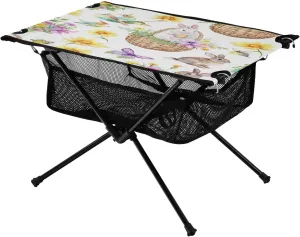 xigua Easter Cute Rabbit Folding Camping Table,Portable Camp Table with Carry Bag Beach Table Folding Table for Picnic, Camp,Party,Travel209