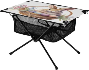 xigua Easter Eggs and Rabbits Folding Camping Table,Portable Camp Table with Carry Bag Beach Table Folding Table for Picnic, Camp,Party,Travel222