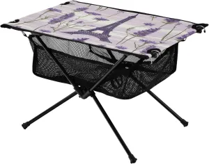 xigua Eiffel Tower and Lavender Folding Camping Table,Portable Camp Table with Carry Bag Beach Table Folding Table for Picnic, Camp,Party,Travel220