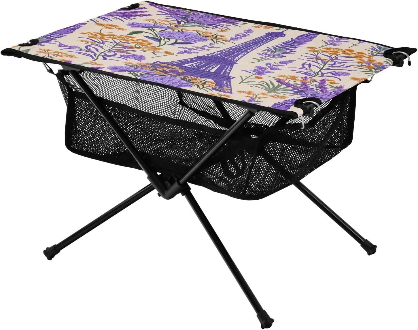 xigua Romantic Eiffel Tower Folding Camping Table,Portable Camp Table with Carry Bag Beach Table Folding Table for Picnic, Camp,Party,Travel304