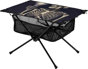 xigua Skeleton and Light Bulb Folding Camping Table,Portable Camp Table with Carry Bag Beach Table Folding Table for Picnic, Camp,Party,Travel147