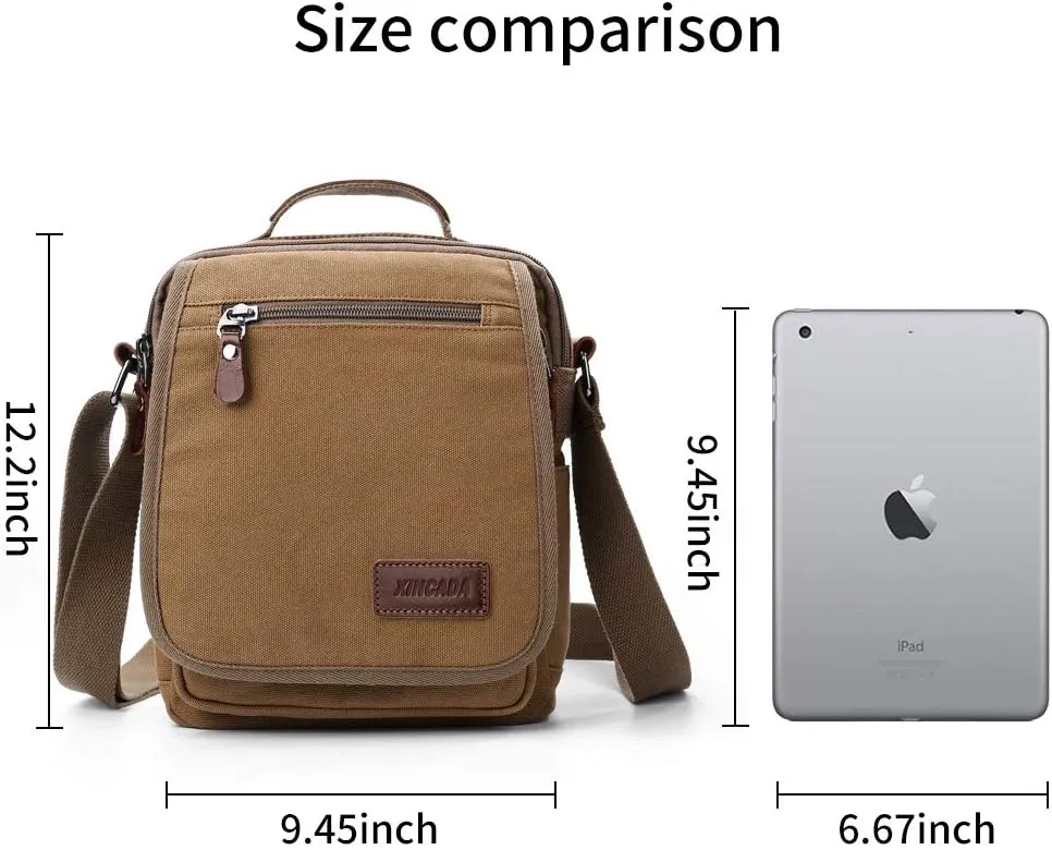XINCADA Mens Bag Messenger Bag Canvas Shoulder Bags Travel Bag Man Purse Crossbody Bags for Work Business