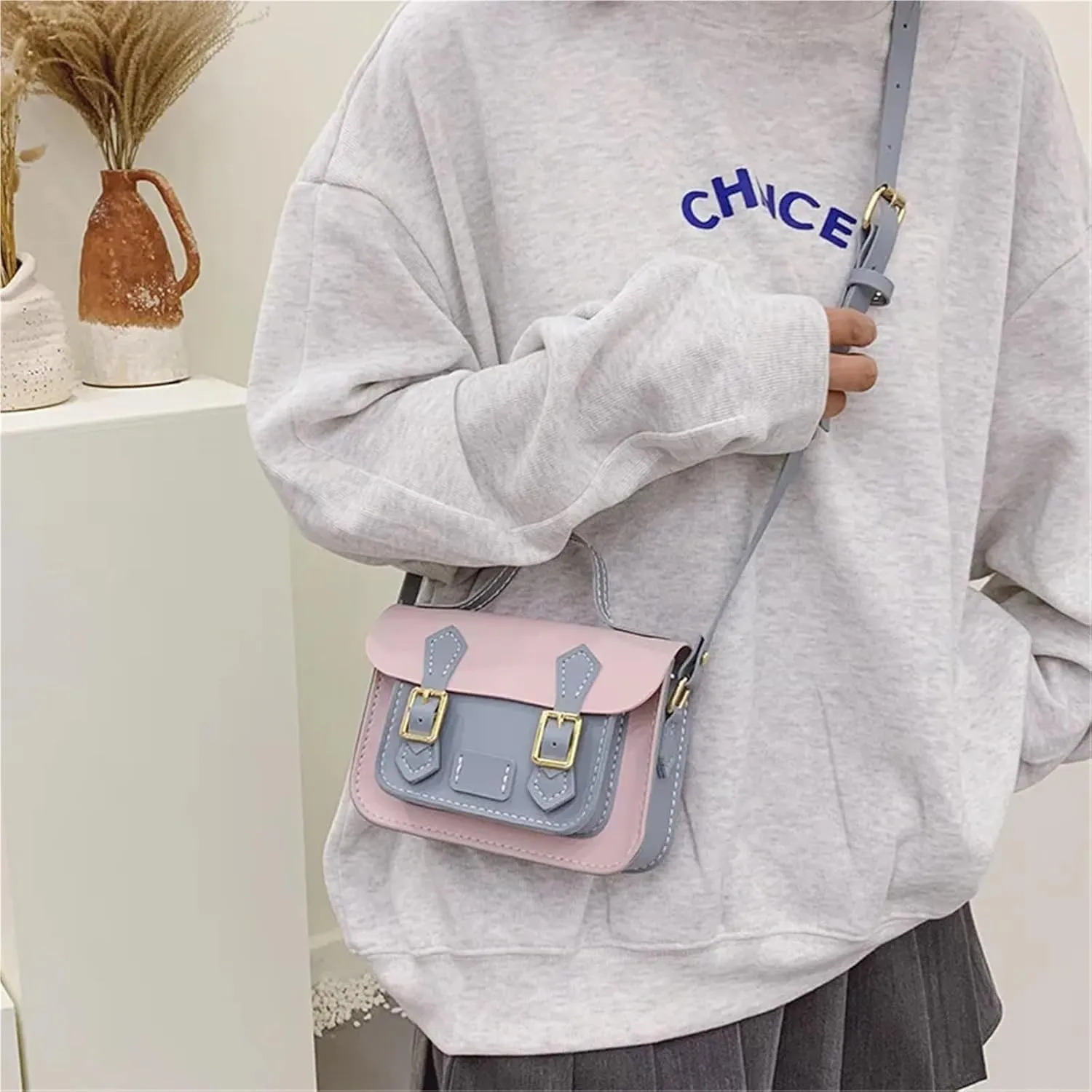 XNQOUS DIY Leather Bag Kit DIY Craft Bag Shoulder Bag Sewing Handmade Handbag Parts Customized Messenger Material Woven Set for Women 18x12x5CM(Red)