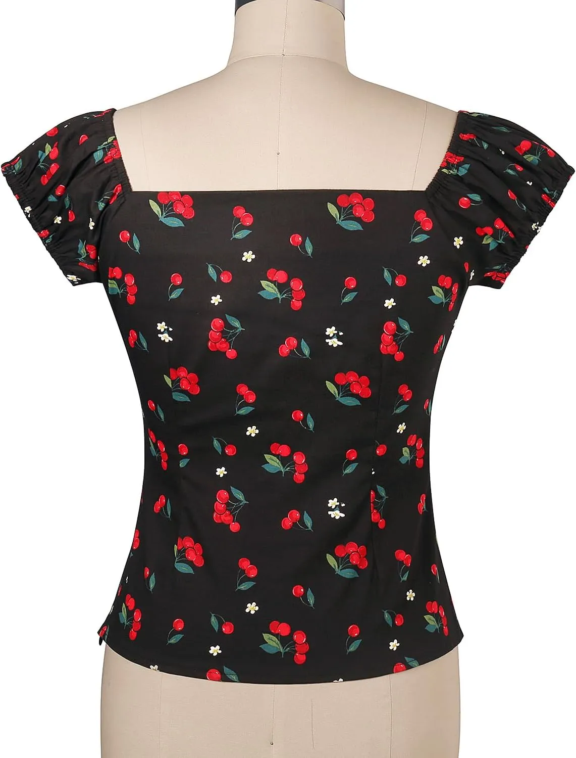 YARN & INK Women's Rockabilly Tops 1950s Pinup Shirt Casual Off Shoulder Vintage Blouse