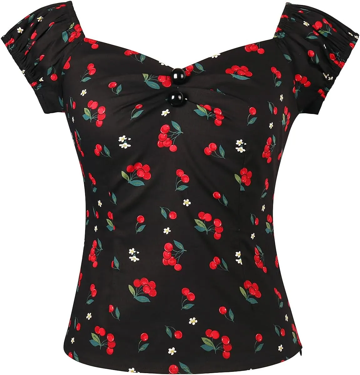 YARN & INK Women's Rockabilly Tops 1950s Pinup Shirt Casual Off Shoulder Vintage Blouse