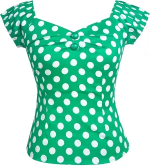 YARN & INK Women's Rockabilly Tops 1950s Pinup Shirt Casual Off Shoulder Vintage Blouse