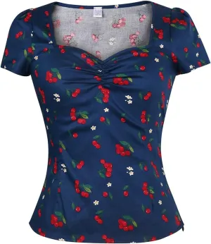 YARN & INK Women's Rockabilly Tops, 1950s Pinup Vintage Blouse Square Neck Slim Fit Shirt Classic Elegant for Women Girls