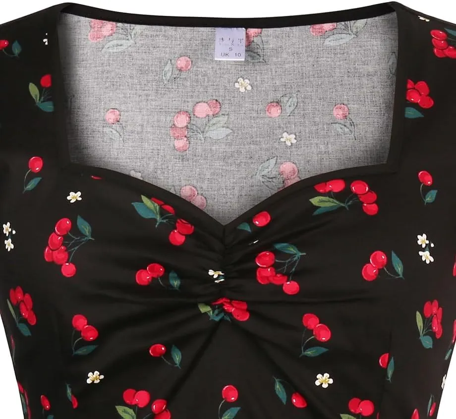 YARN & INK Women's Rockabilly Tops, 1950s Pinup Vintage Blouse Square Neck Slim Fit Shirt Classic Elegant for Women Girls