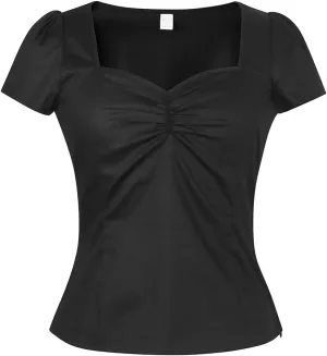 YARN & INK Women's Rockabilly Tops, 1950s Pinup Vintage Blouse Square Neck Slim Fit Shirt Classic Elegant for Women Girls