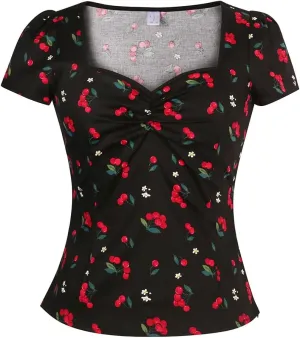 YARN & INK Women's Rockabilly Tops, 1950s Pinup Vintage Blouse Square Neck Slim Fit Shirt Classic Elegant for Women Girls