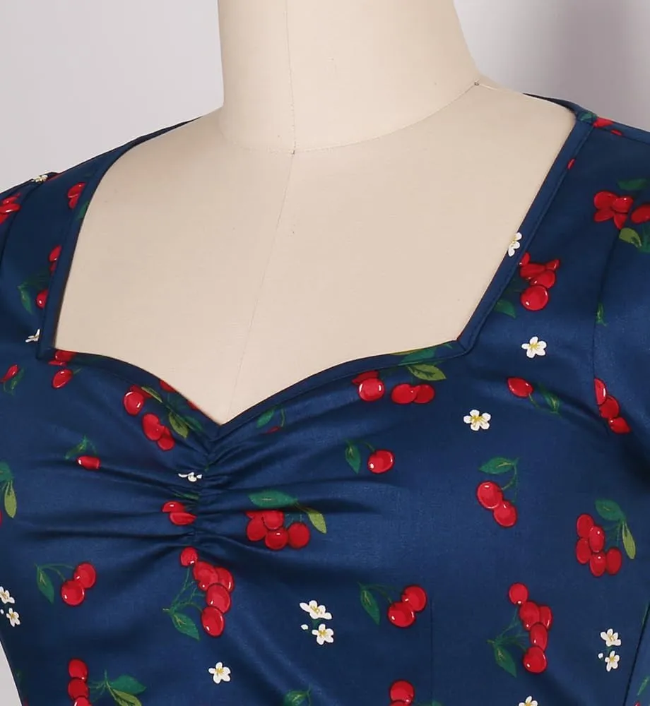 YARN & INK Women's Rockabilly Tops, 1950s Pinup Vintage Blouse Square Neck Slim Fit Shirt Classic Elegant for Women Girls