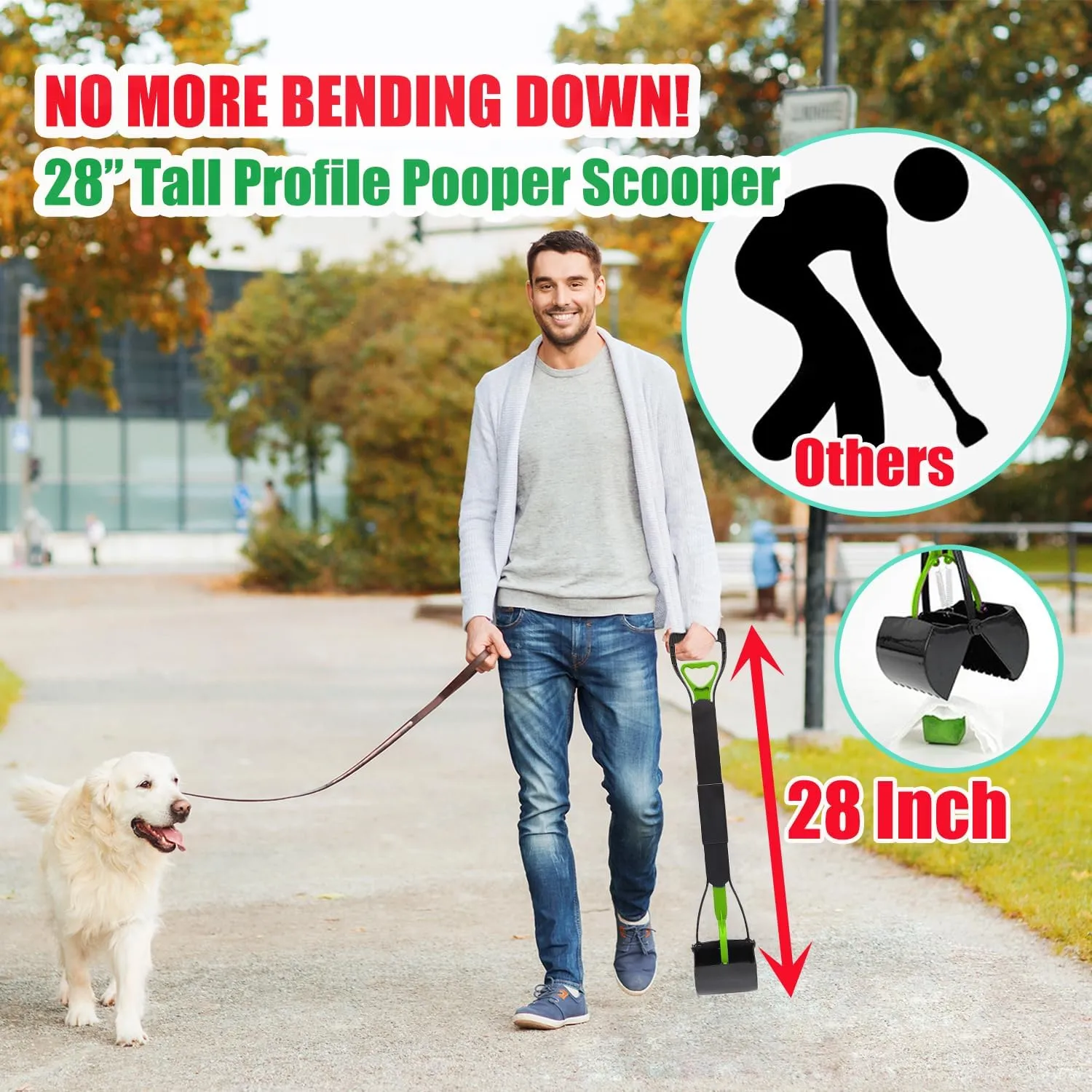 Yatmung Dog Poop Trash Can Outside - One-Stop Solution Extra Large Pooper Scooper Set - 5 Gallon Dog Waste Trash Can Outdoor - Backyard, Yard - with Removable Inner Bin, Foldable Pooper Scooper, Bags