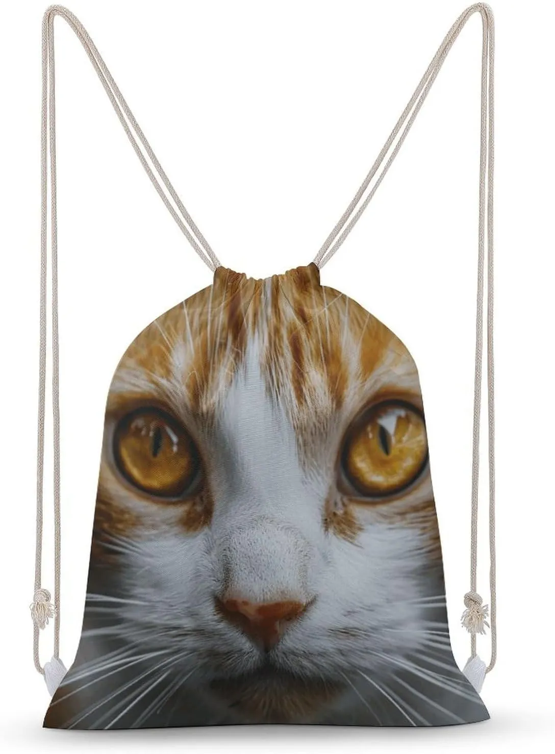 Yellow Eyes Cat Drawstring Backpack for Women Men Drawstring Bag for Travel Swimming Sports Gym Bag