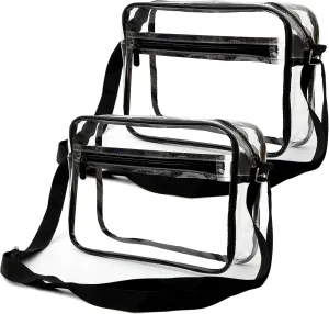 Youngever Clear Messenger Bag, Stadium Approved Clear Bag, Adjustable Cross-Body Strap Clear Plastic Bag (2 Pack)