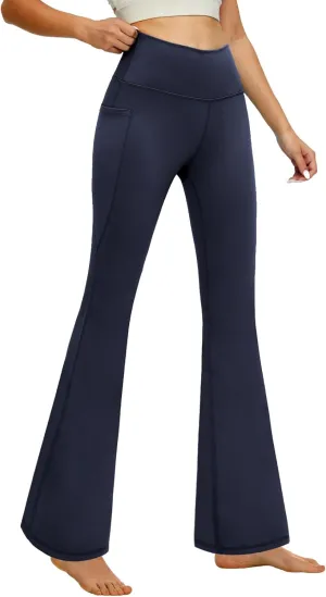 YOYOYOGA Flare Leggings Tummy Control Bootcut Yoga Pants with Pockets High Waisted Stretchy Pull Pant Bootleg Cut