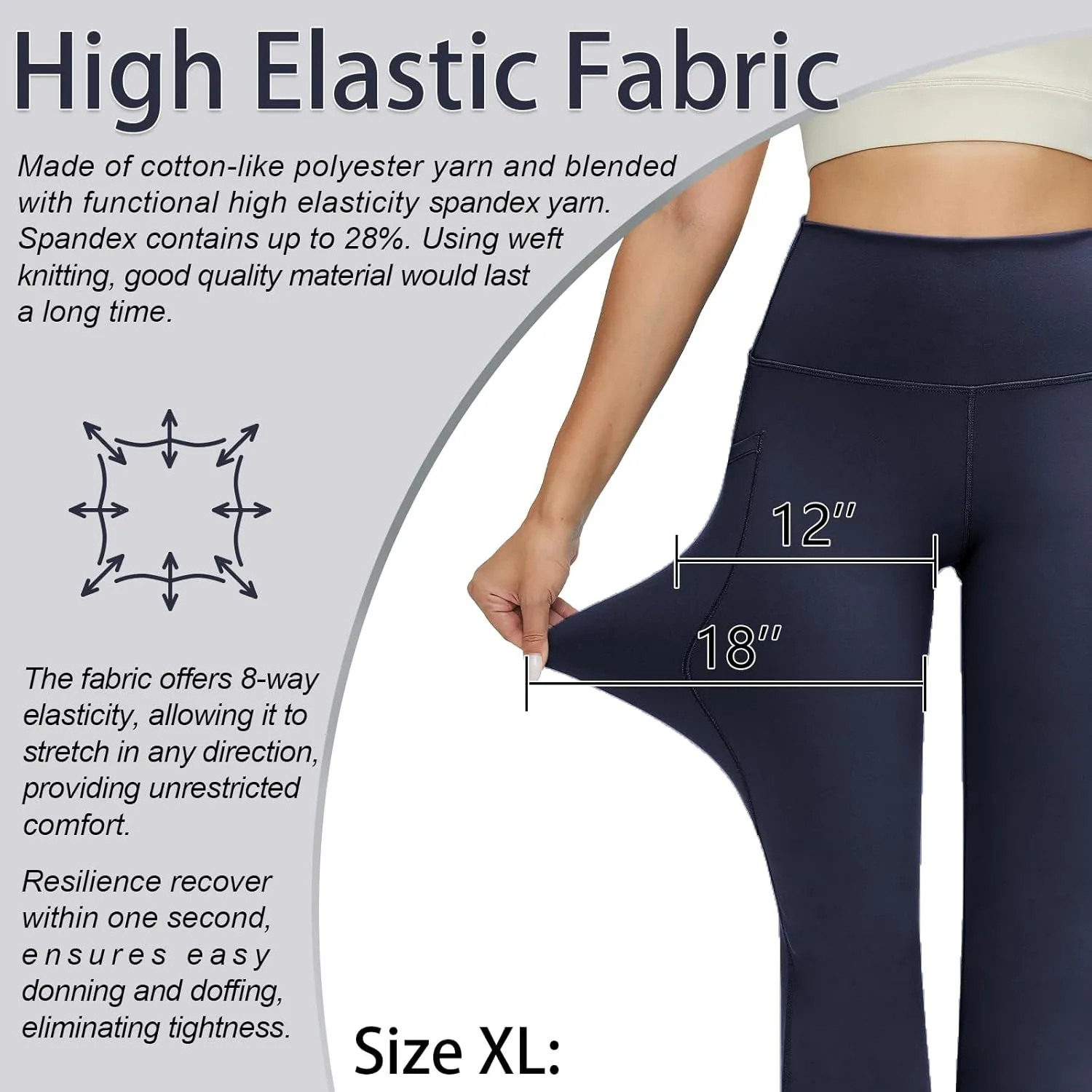 YOYOYOGA Flare Leggings Tummy Control Bootcut Yoga Pants with Pockets High Waisted Stretchy Pull Pant Bootleg Cut