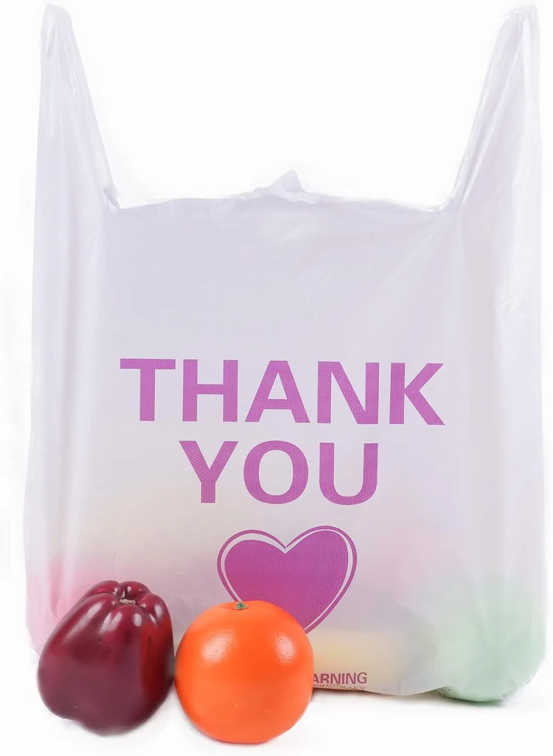 ysmile Thank You T Shirt Bag for Grocery Plastic Shopping Bag for Small Business Food To Go Bag with Handle 12x19 Inch 150 pcs - White