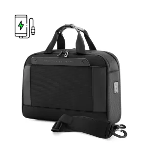 ZenPack LUXE Laptop Messenger Bag X Briefcase with USB Fast-Charging | RFID Safe Advanced Organiser for Laptops up to 15.6 inches (Black)