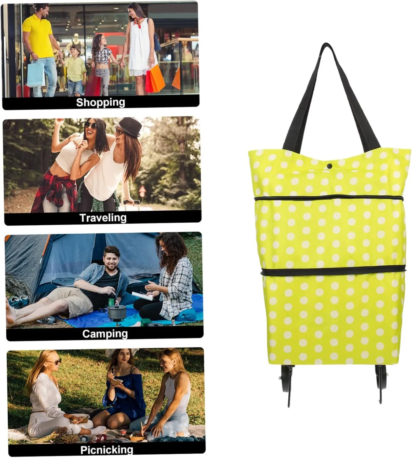 Zerodeko Fold The Shopping Cart Foldable Tote Bag Shopping Bag Folding Dolly Hand Truck Grocery Cart Wheel Bags