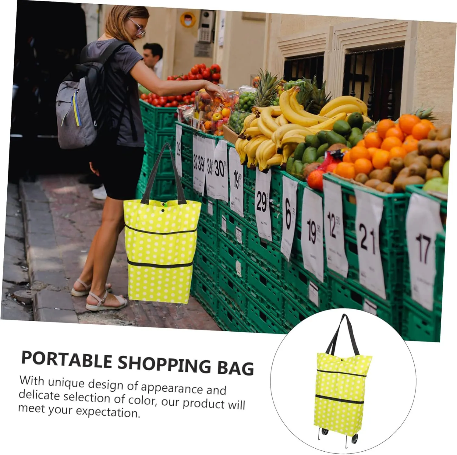Zerodeko Fold The Shopping Cart Foldable Tote Bag Shopping Bag Folding Dolly Hand Truck Grocery Cart Wheel Bags