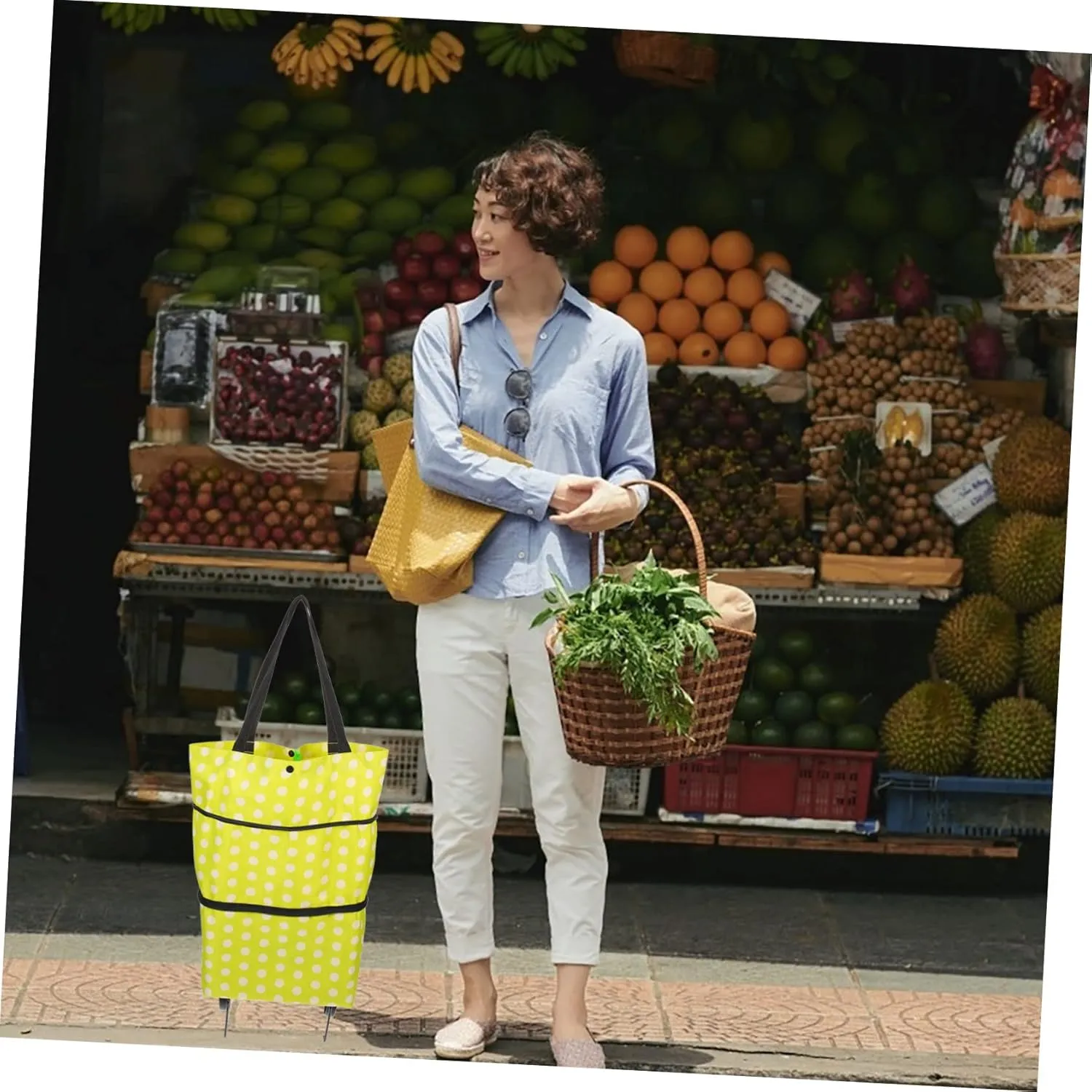 Zerodeko Fold The Shopping Cart Foldable Tote Bag Shopping Bag Folding Dolly Hand Truck Grocery Cart Wheel Bags