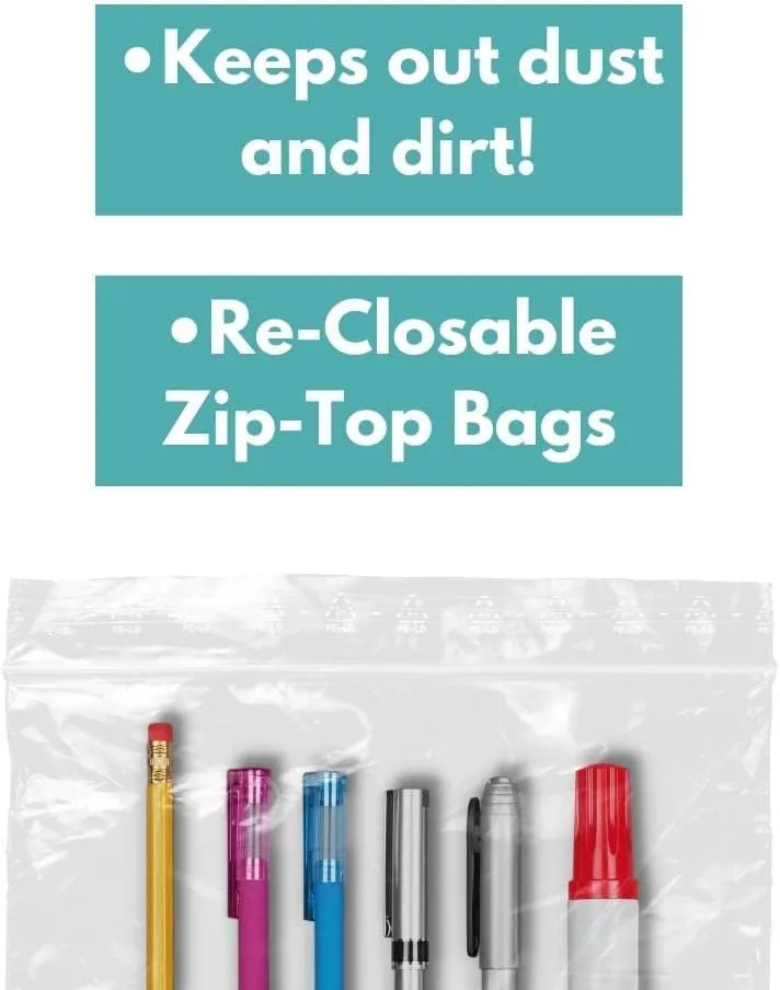 Zipper Bags 8" x 8" 4 Mil Clear Heavy Duty Baggies 8x8 Resealable Poly Bags 1000 Count