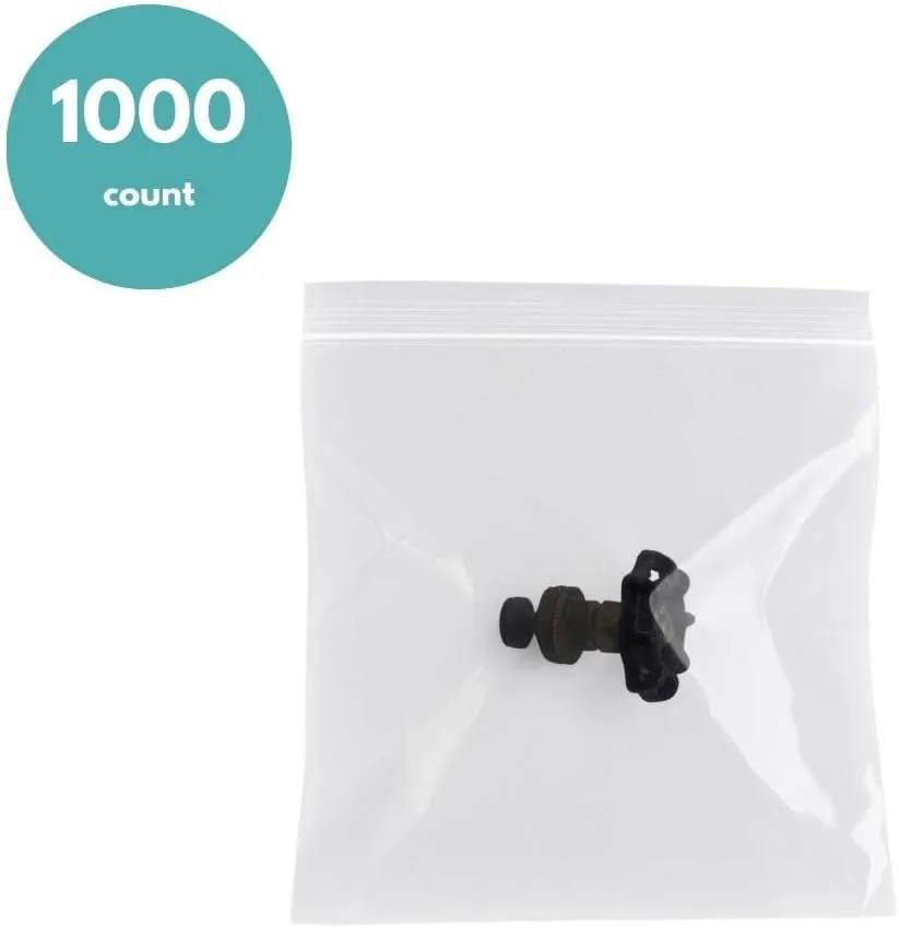 Zipper Bags 8" x 8" 4 Mil Clear Heavy Duty Baggies 8x8 Resealable Poly Bags 1000 Count