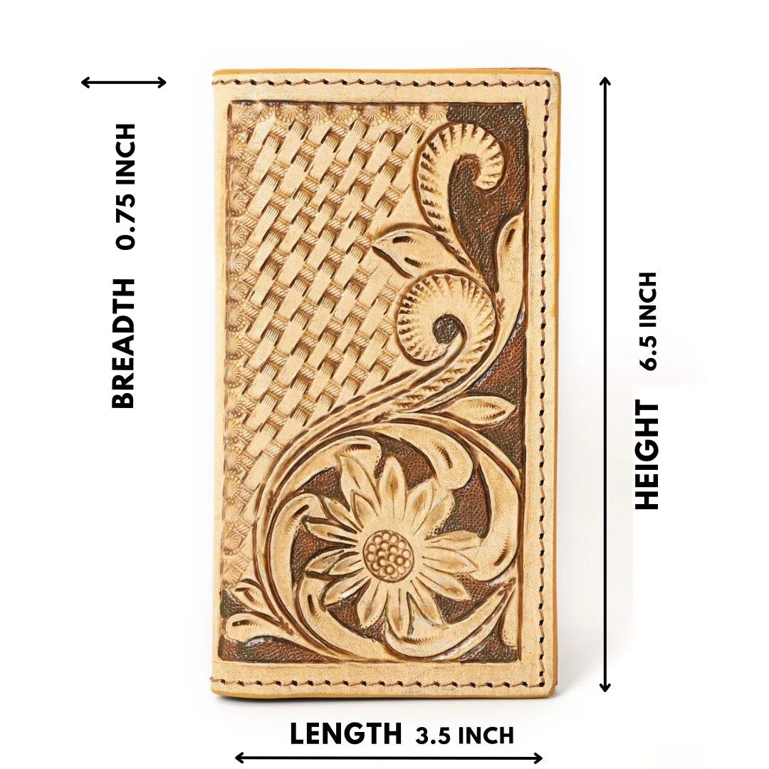 Zuki Hand Carved Tan Checkbook Cover