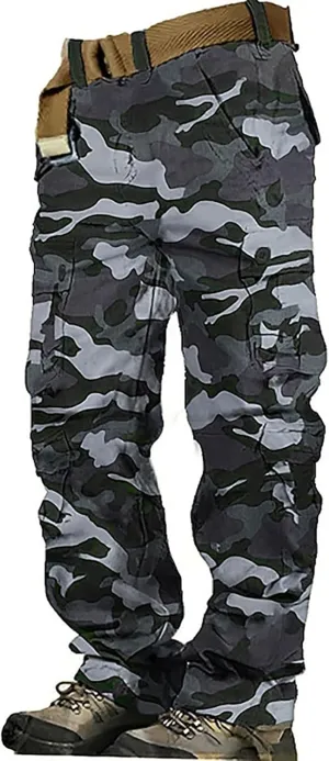ZYXTIM Men's Combat Camo Cargo Trousers Oversize Ripstop Military Tactical Pants Hiking Joggers Multi Pockets Work Bottoms